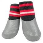 Носки для собак Triol Полоски M, размер 7.5x3x0.5см., серо-черный с красным