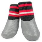 Носки для собак Triol Полоски S, размер 6x2.5x0.5см., серо-черный с красным